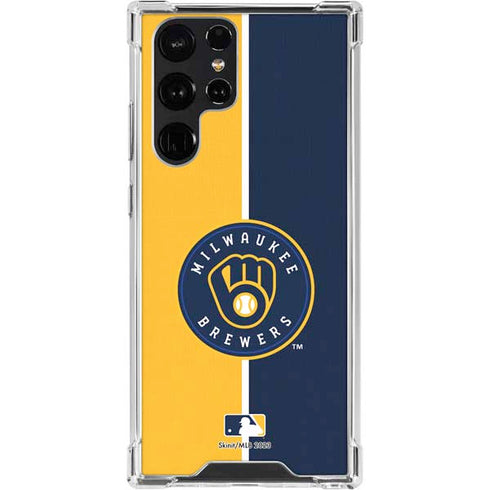 MLB Milwaukee Brewers Split Galaxy S22 Ultra Clear Case