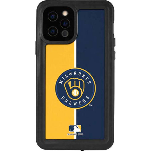 MLB Milwaukee Brewers Split iPhone 12 Pro Waterproof Case