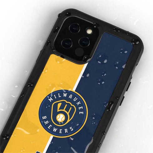 MLB Milwaukee Brewers Split iPhone 12 Pro Waterproof Case