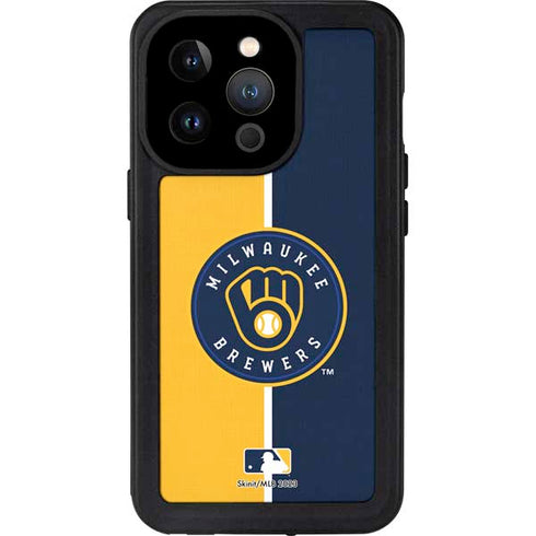 MLB Milwaukee Brewers Split iPhone 14 Pro Waterproof Case