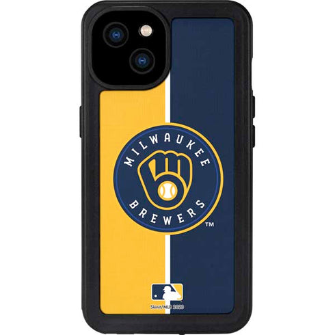 MLB Milwaukee Brewers Split iPhone 15 Plus Waterproof Case