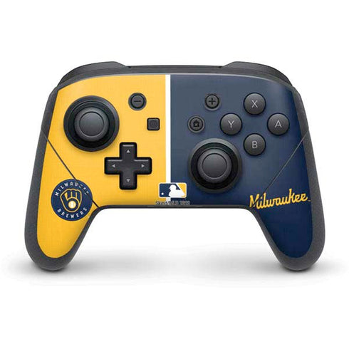 MLB Milwaukee Brewers Split Nintendo Switch Pro Controller Skin