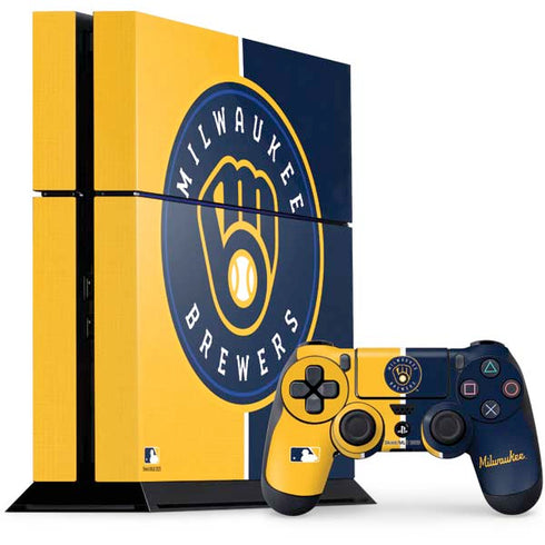 MLB Milwaukee Brewers Split PS4 Console and Controller Bundle Skin
