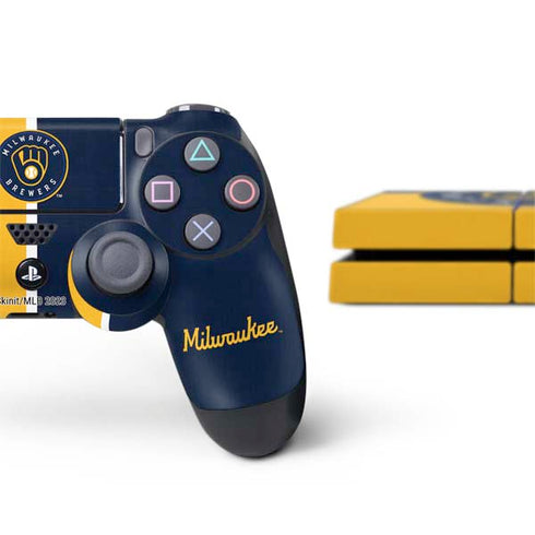 MLB Milwaukee Brewers Split PS4 Console and Controller Bundle Skin