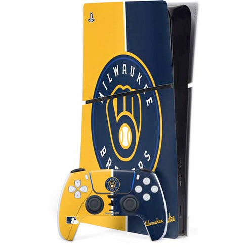 MLB Milwaukee Brewers Split PS5 Slim Digital Edition Console Skin