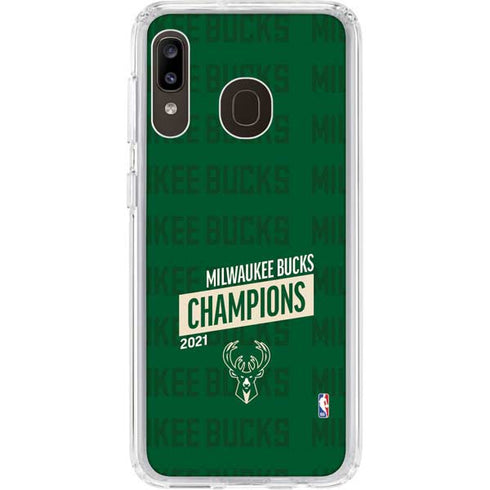 NBA Milwaukee Bucks 2021 Champions Galaxy A20 Clear Case