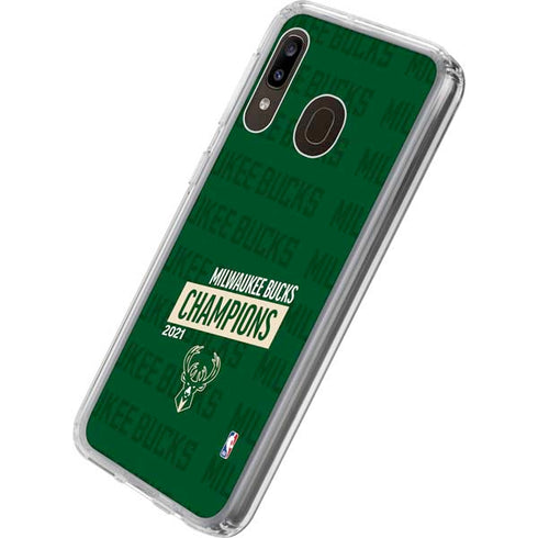 NBA Milwaukee Bucks 2021 Champions Galaxy A20 Clear Case