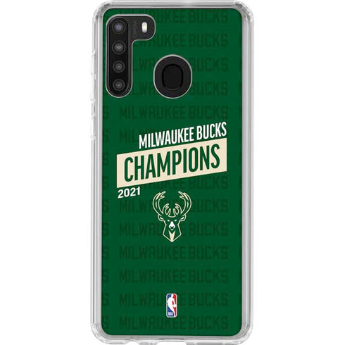NBA Milwaukee Bucks 2021 Champions Galaxy A21 Clear Case