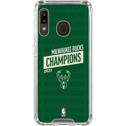 NBA Milwaukee Bucks 2021 Champions Galaxy A30 Clear Case