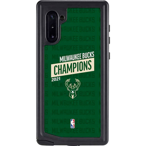 NBA Milwaukee Bucks 2021 Champions Galaxy Note 10 Waterproof Case
