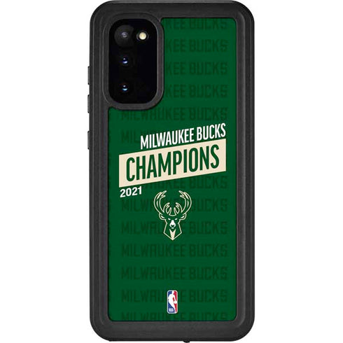 NBA Milwaukee Bucks 2021 Champions Galaxy S20 Waterproof Case