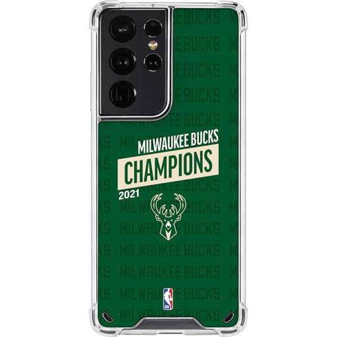 NBA Milwaukee Bucks 2021 Champions Galaxy S21 Ultra 5G Clear Case