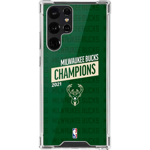 NBA Milwaukee Bucks 2021 Champions Galaxy S22 Ultra Clear Case