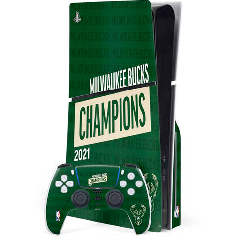 NBA Milwaukee Bucks 2021 Champions PS5 Slim Disk Bundle Skin