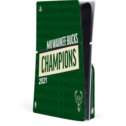 NBA Milwaukee Bucks 2021 Champions PS5 Slim Disk Console Skin