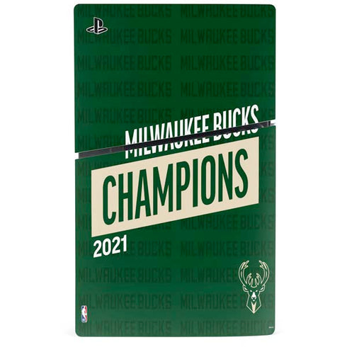 NBA Milwaukee Bucks 2021 Champions PS5 Slim Disk Console Skin
