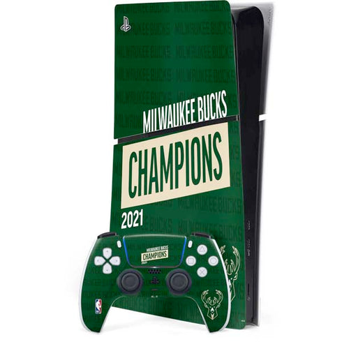 NBA Milwaukee Bucks 2021 Champions PS5 Slim Digital Edition Console Skin