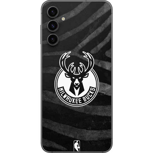 NBA Milwaukee Bucks Animal Print Black Galaxy A14 5G Skin
