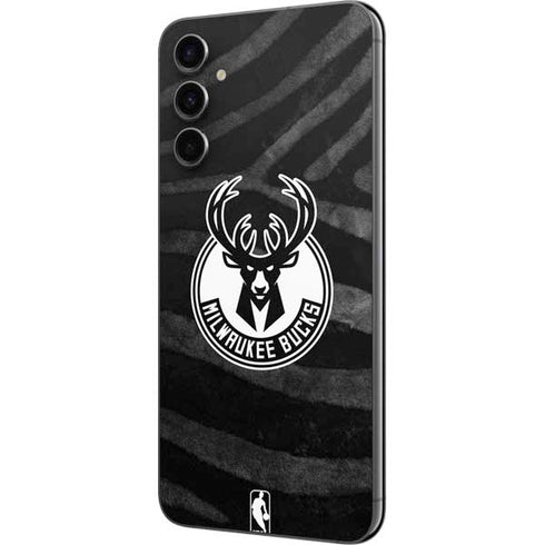 NBA Milwaukee Bucks Animal Print Black Galaxy A14 5G Skin
