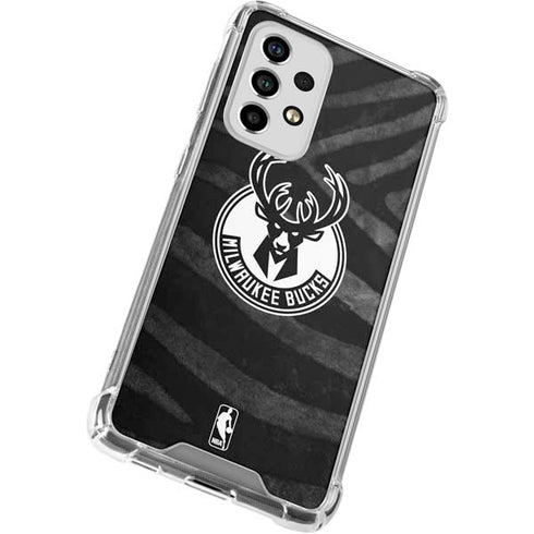 NBA Milwaukee Bucks Animal Print Black Galaxy A53 5G Clear Case