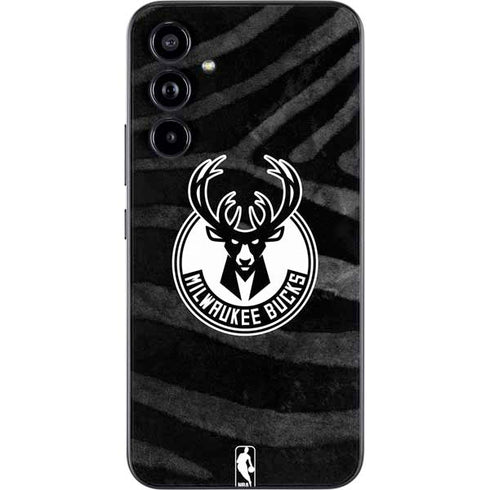 NBA Milwaukee Bucks Animal Print Black Galaxy A54 5G Skin
