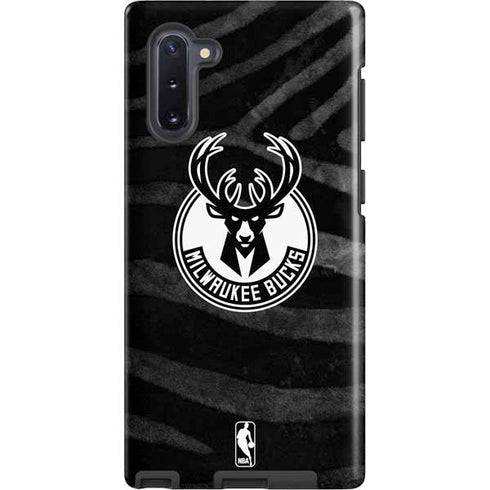 NBA Milwaukee Bucks Animal Print Black Galaxy Note 10 Pro Case