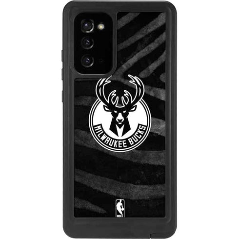 NBA Milwaukee Bucks Animal Print Black Galaxy Note20 5G Waterproof Case