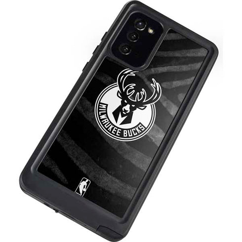 NBA Milwaukee Bucks Animal Print Black Galaxy Note20 5G Waterproof Case