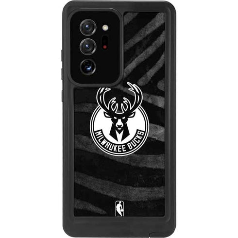 NBA Milwaukee Bucks Animal Print Black Galaxy Note20 Ultra 5G Waterproof Case