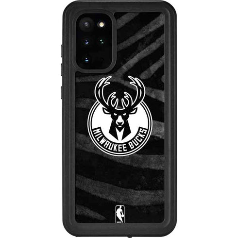 NBA Milwaukee Bucks Animal Print Black Galaxy S20 Plus Waterproof Case