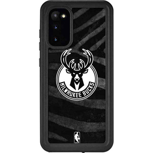 NBA Milwaukee Bucks Animal Print Black Galaxy S20 Waterproof Case