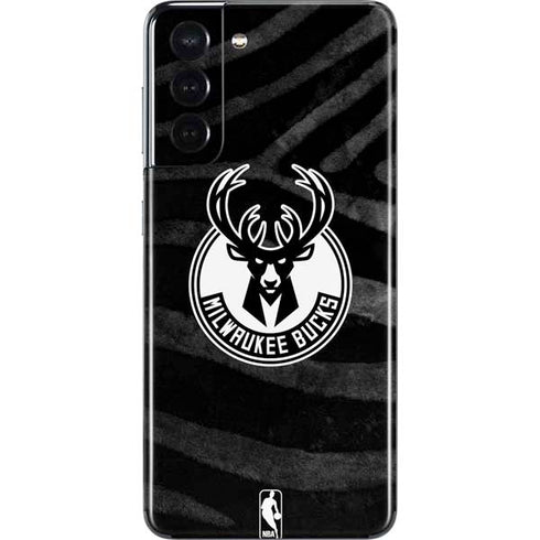 NBA Milwaukee Bucks Animal Print Black Galaxy S21 5G Skin