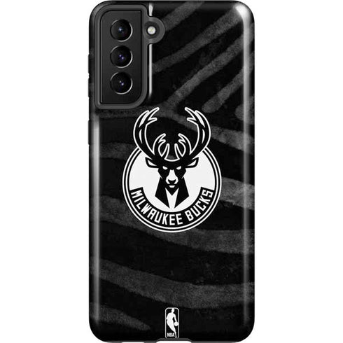 NBA Milwaukee Bucks Animal Print Black Galaxy S21 Plus 5G Pro Case