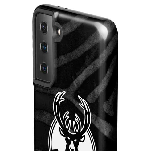 NBA Milwaukee Bucks Animal Print Black Galaxy S21 Plus 5G Pro Case