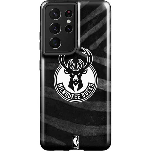 NBA Milwaukee Bucks Animal Print Black Galaxy S21 Ultra 5G Pro Case