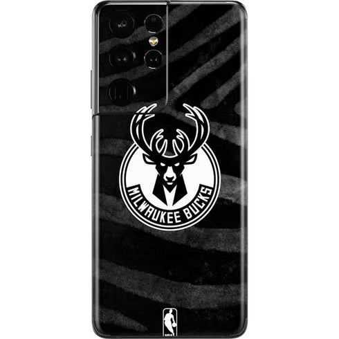 NBA Milwaukee Bucks Animal Print Black Galaxy S21 Ultra 5G Skin