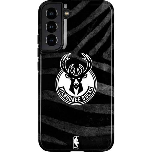 NBA Milwaukee Bucks Animal Print Black Galaxy S22 Plus Pro Case