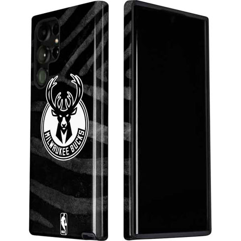 NBA Milwaukee Bucks Animal Print Black Galaxy S22 Ultra Pro Case
