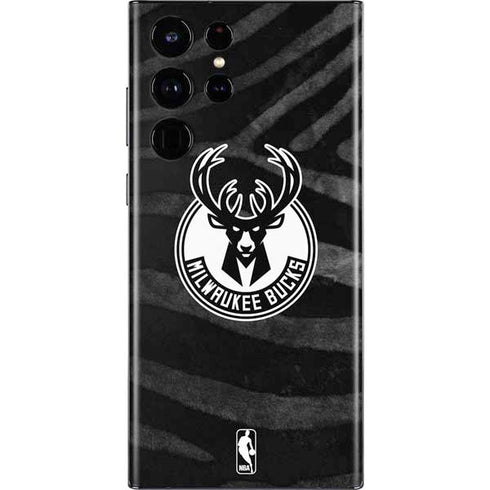 NBA Milwaukee Bucks Animal Print Black Galaxy S22 Ultra Skin