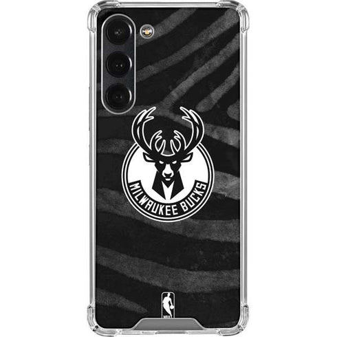 NBA Milwaukee Bucks Animal Print Black Galaxy S23 Plus Clear Case