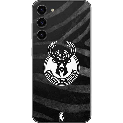 NBA Milwaukee Bucks Animal Print Black Galaxy S23 Plus Skin