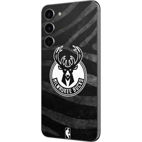 NBA Milwaukee Bucks Animal Print Black Galaxy S23 Plus Skin