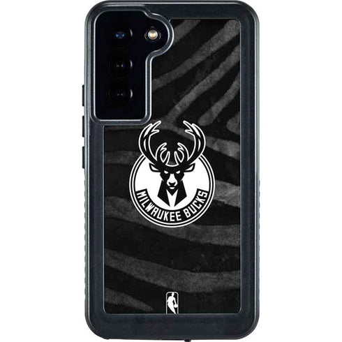 NBA Milwaukee Bucks Animal Print Black Galaxy S23 Plus Waterproof Case