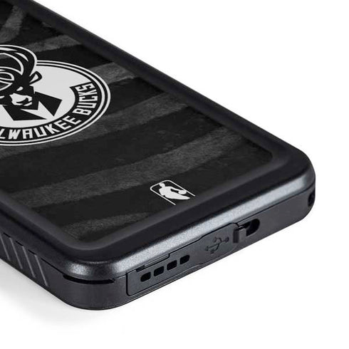 NBA Milwaukee Bucks Animal Print Black Galaxy S23 Plus Waterproof Case