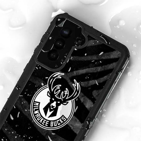 NBA Milwaukee Bucks Animal Print Black Galaxy S23 Plus Waterproof Case