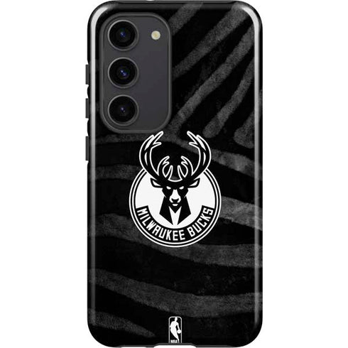 NBA Milwaukee Bucks Animal Print Black Galaxy S23 Pro Case
