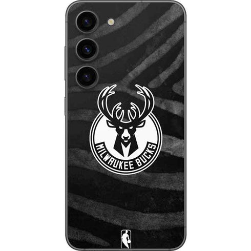 NBA Milwaukee Bucks Animal Print Black Galaxy S23 Skin