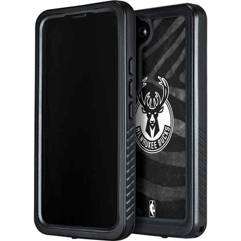 NBA Milwaukee Bucks Animal Print Black Galaxy S23 Waterproof Case