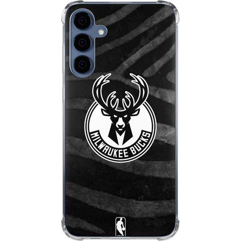 NBA Milwaukee Bucks Animal Print Black Galaxy S24 Clear Case