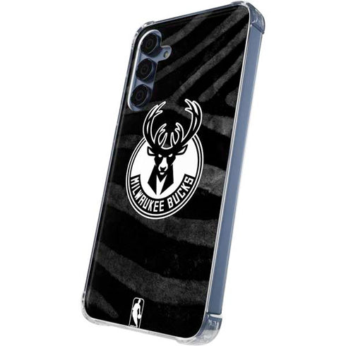 NBA Milwaukee Bucks Animal Print Black Galaxy S24 Clear Case